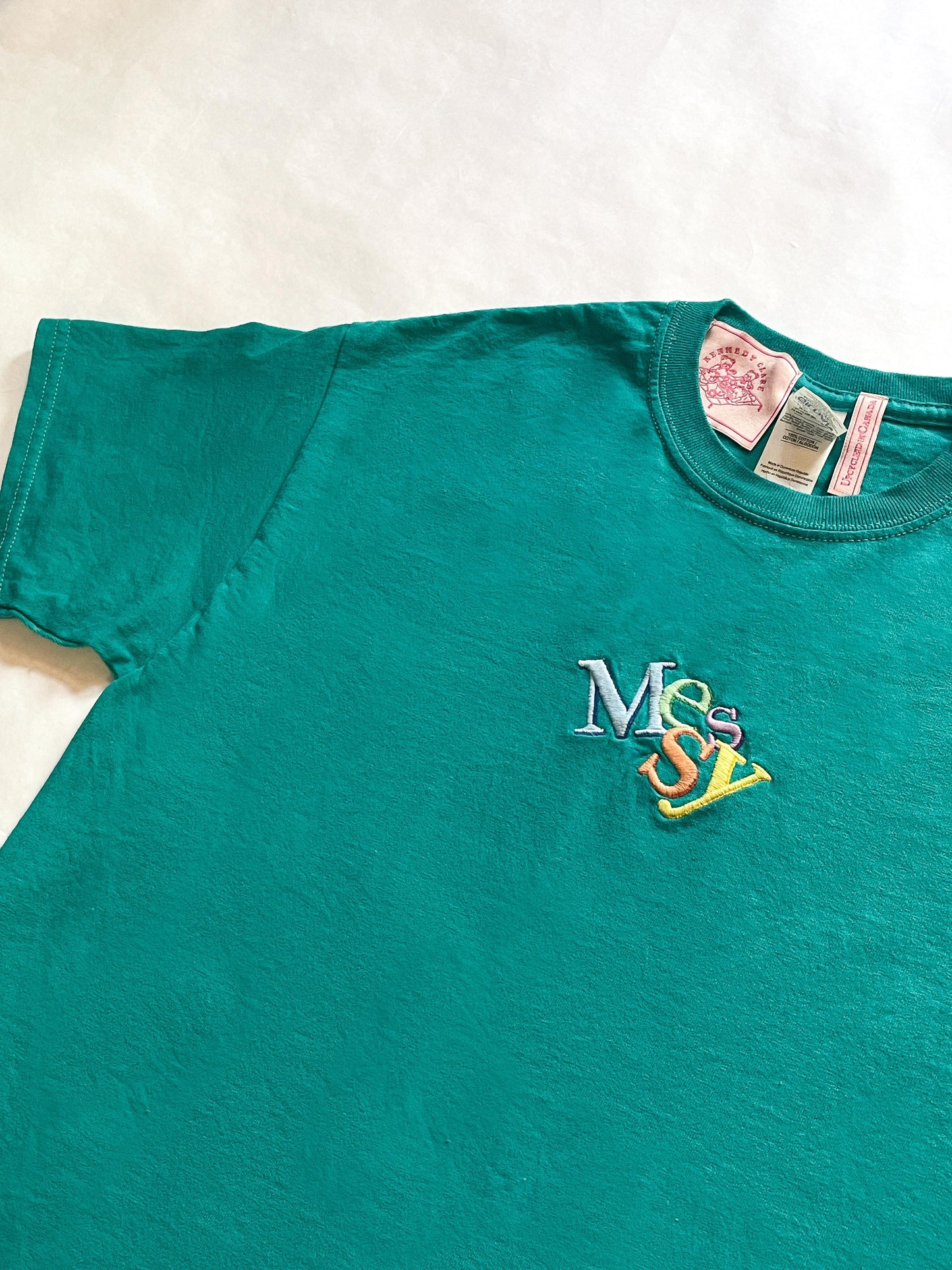 Messy Teal T-Shirt - Medium