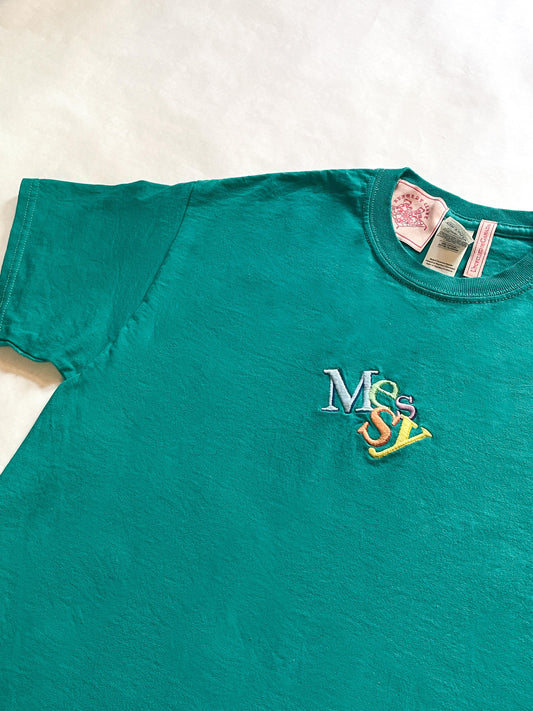 Messy Teal T-Shirt - Medium