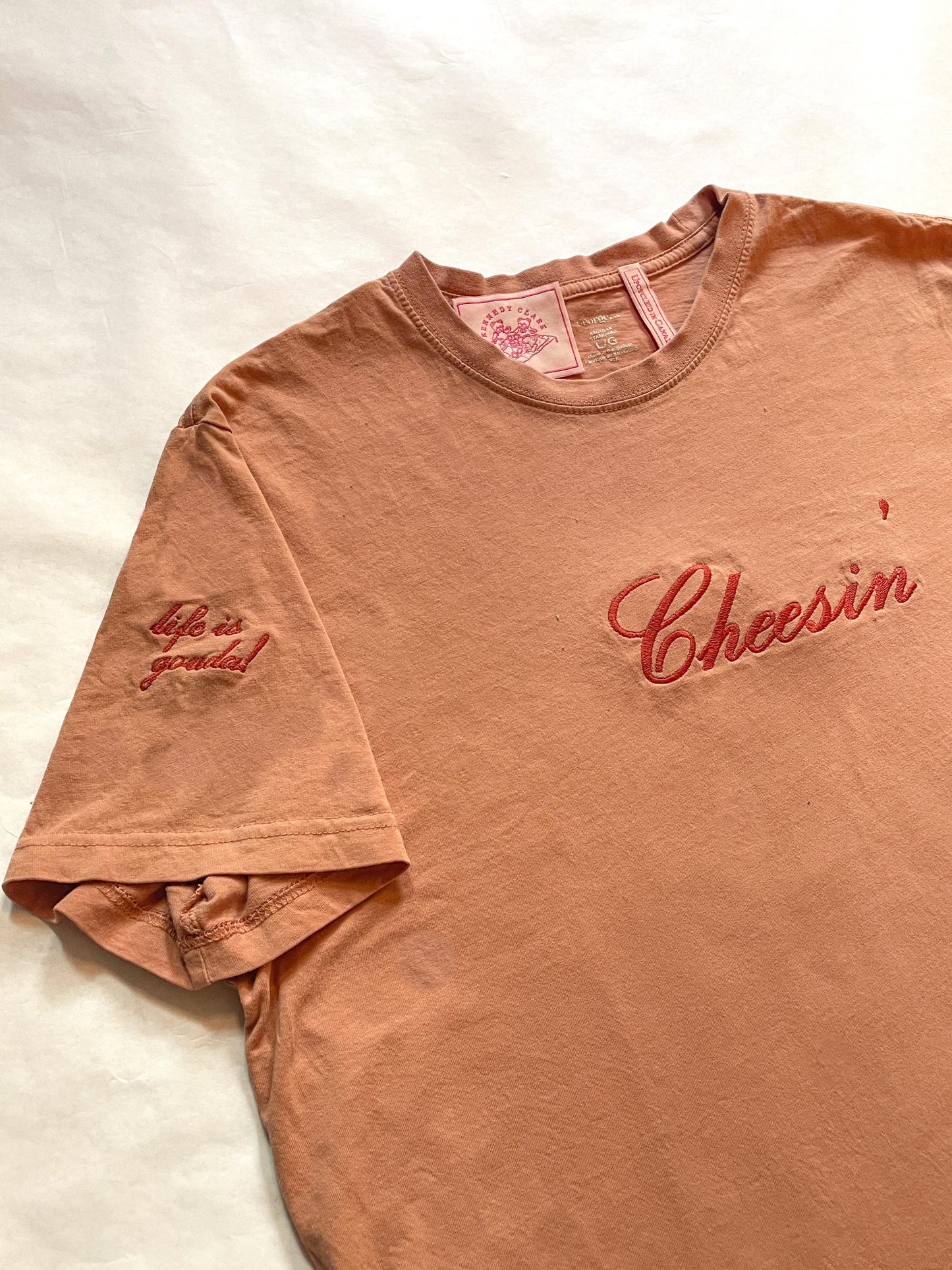 Cheesin' Tee - Soft Coral - Large